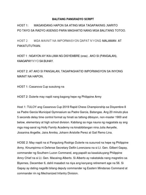 balitang radyo script